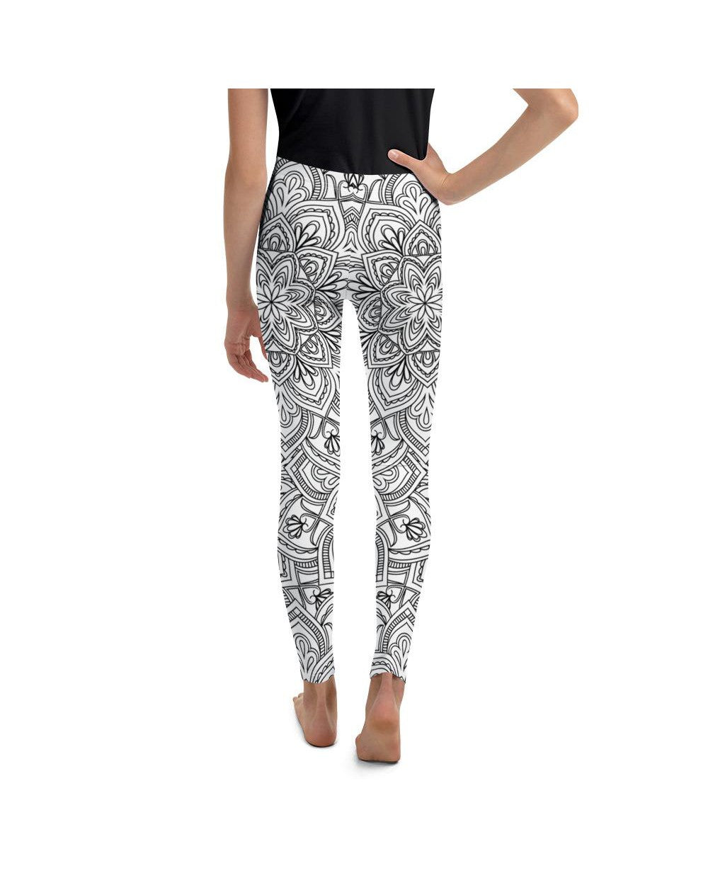 White & Black Mandala Youth Leggings Gearbunch