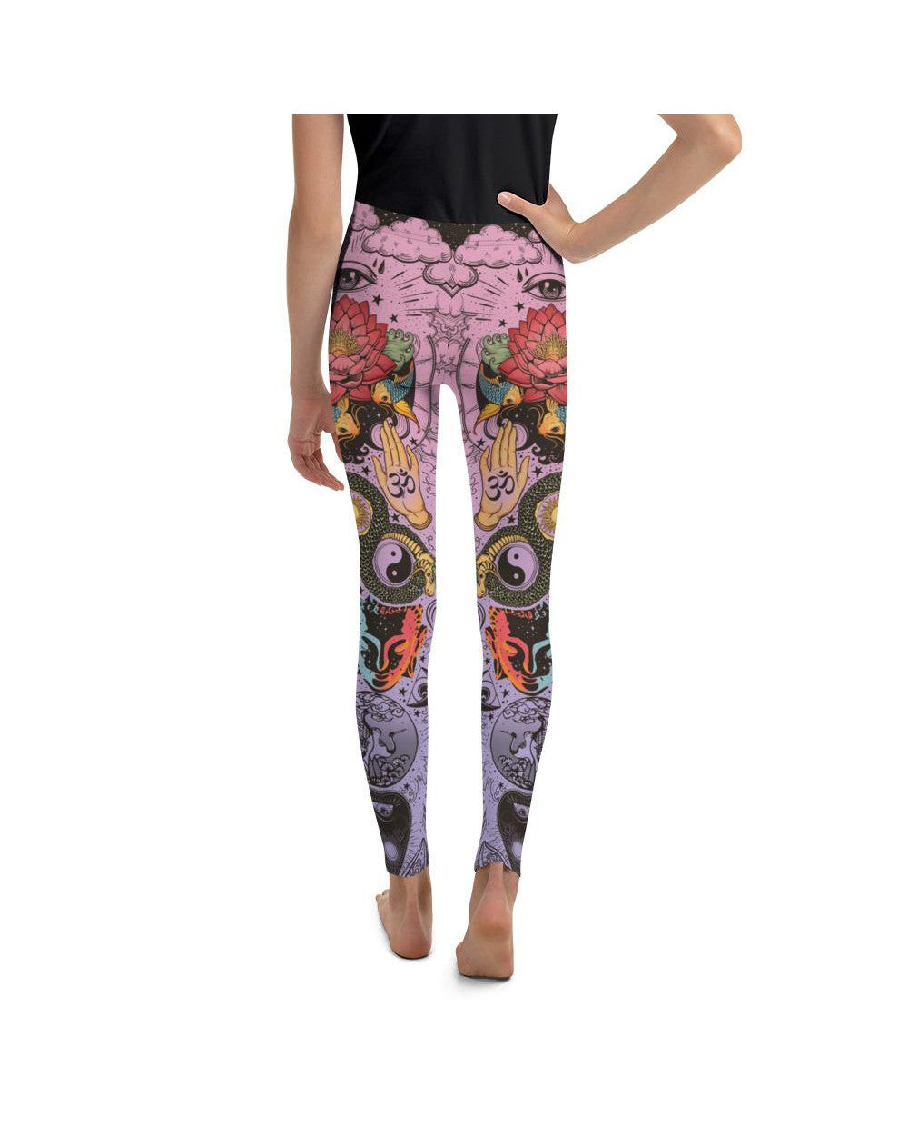 Pink Tattooed Lotus Youth Leggings Gearbunch