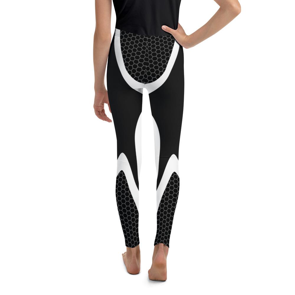 Youth Black & White Honeycomb Carbon Leggings | Gearbunch.com