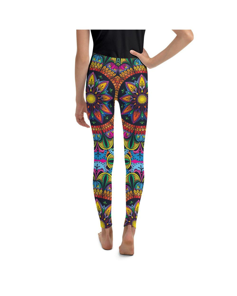 Youth Colorful Mandala Leggings Red/Yellow/Blue | Gearbunch.com