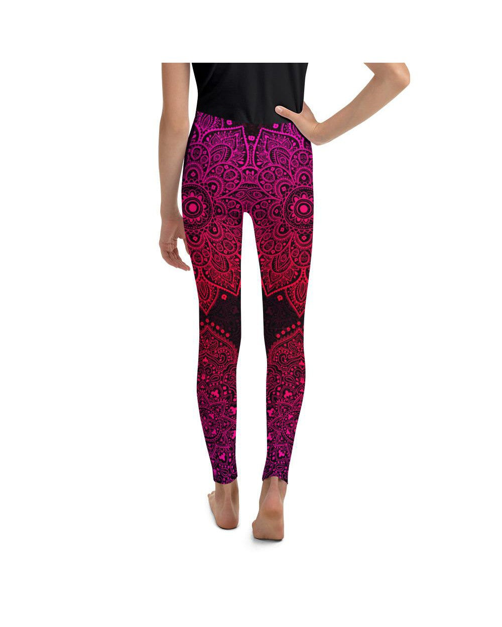 Youth Pink Mandala Youth Leggings Pink/Black | Gearbunch.com