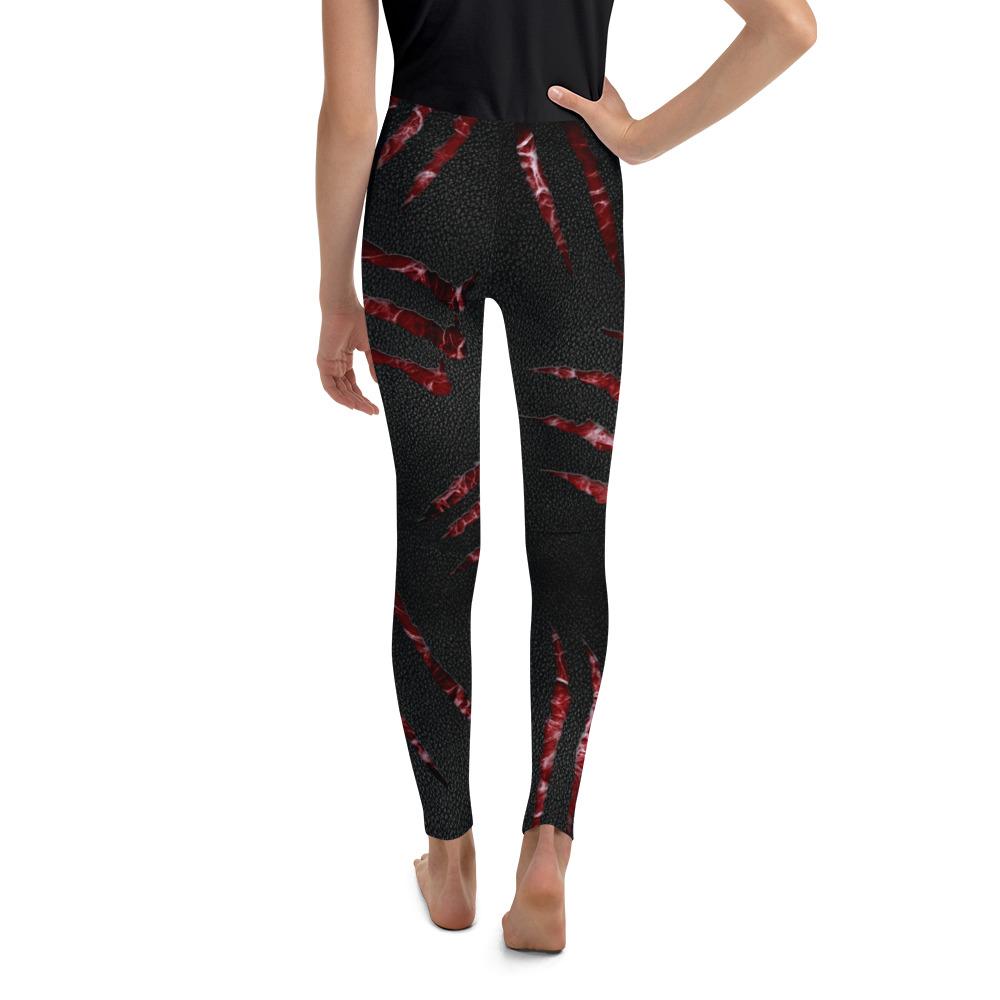 Youth Ripped Flesh Youth Leggings Red/Black | Gearbunch.com