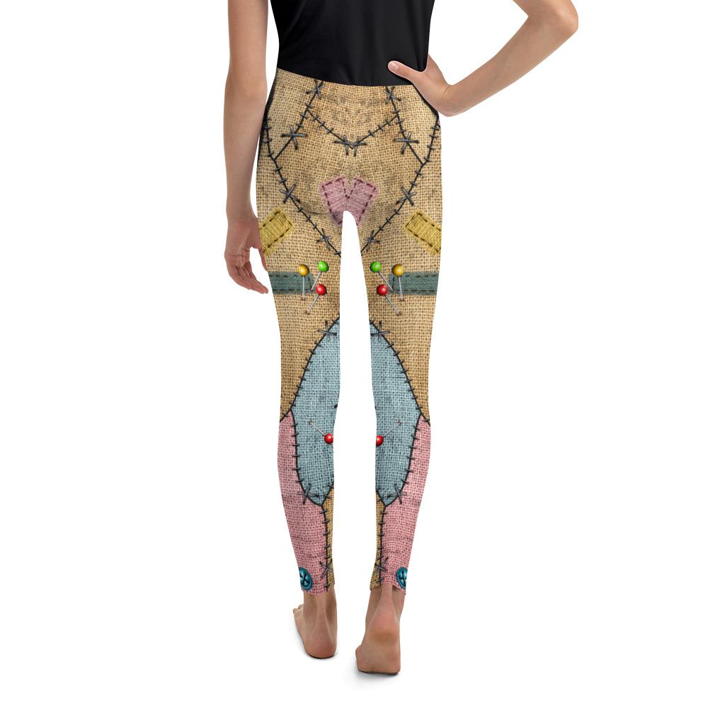 Youth Voodoo Doll Patch Leggings Brown/Blue/Pink | Gearbunch.com