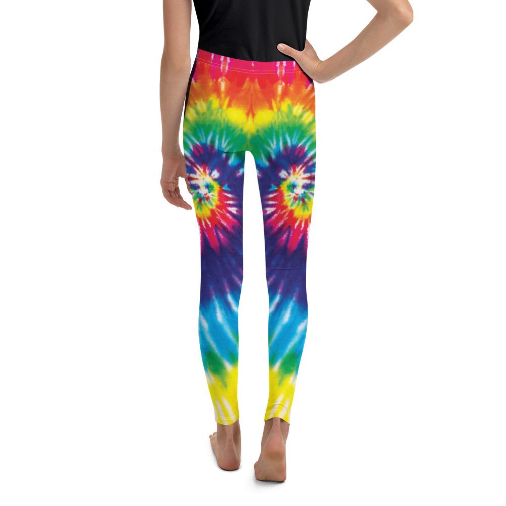 Youth Tie Dye Swirl Leggings Rainbow Purple/Yellow/Red | Gearbunch.com