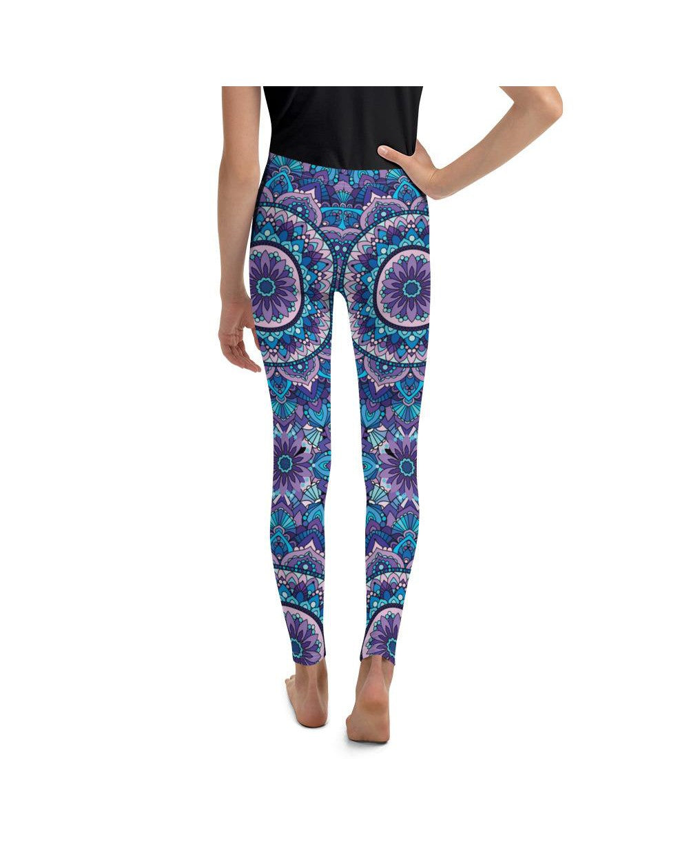 Youth Colorful Blue Mandala Leggings Blue/Purple/Pink | Gearbunch.com