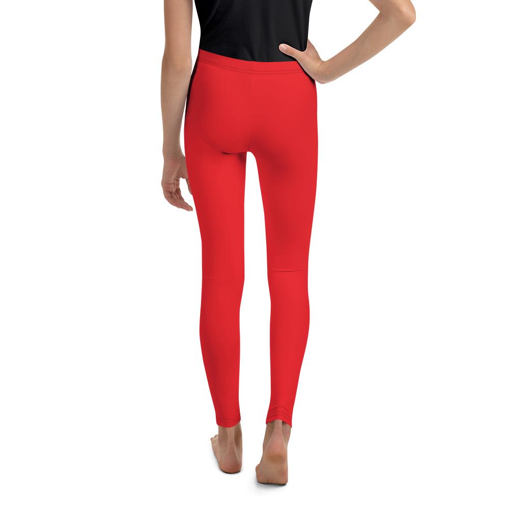 Youth Solid Hot Red Leggings | Gearbunch.com