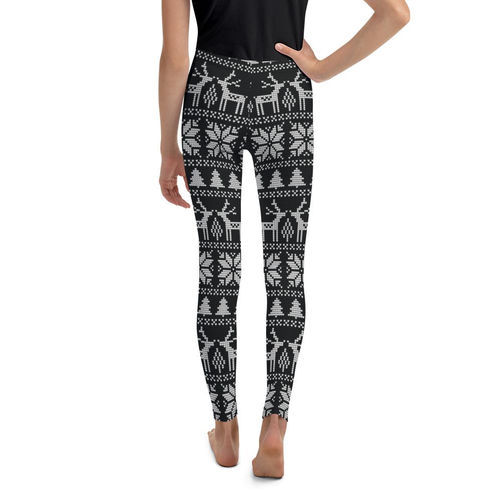 Youth B&W Ugly Christmas Leggings Black/White | Gearbunch.com