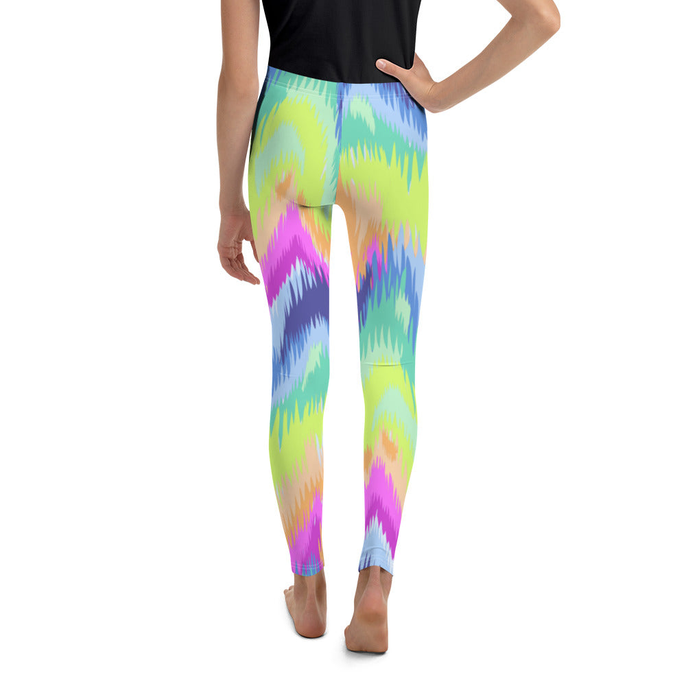 Youth Rave Sound Wave Leggings Yellow/Green/Pink | Gearbunch.com