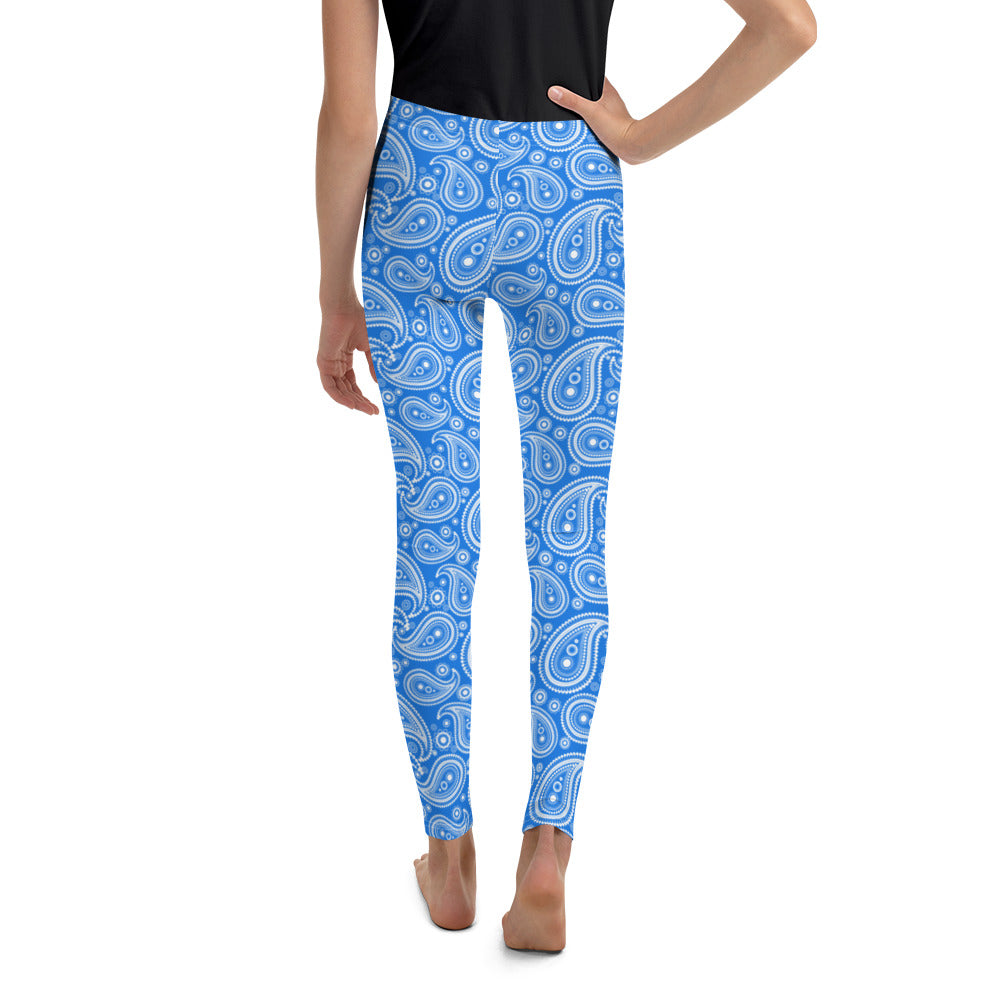 Youth Blue & White Paisley Leggings | Gearbunch.com