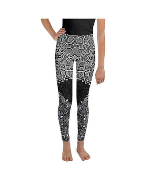 B&W Mandala Youth Leggings Gearbunch