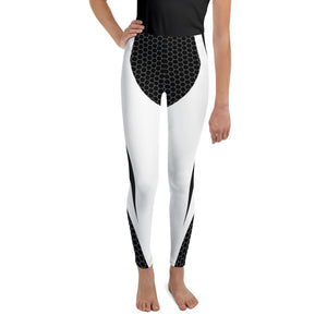 Youth Black & White Honeycomb Carbon Leggings | Gearbunch.com