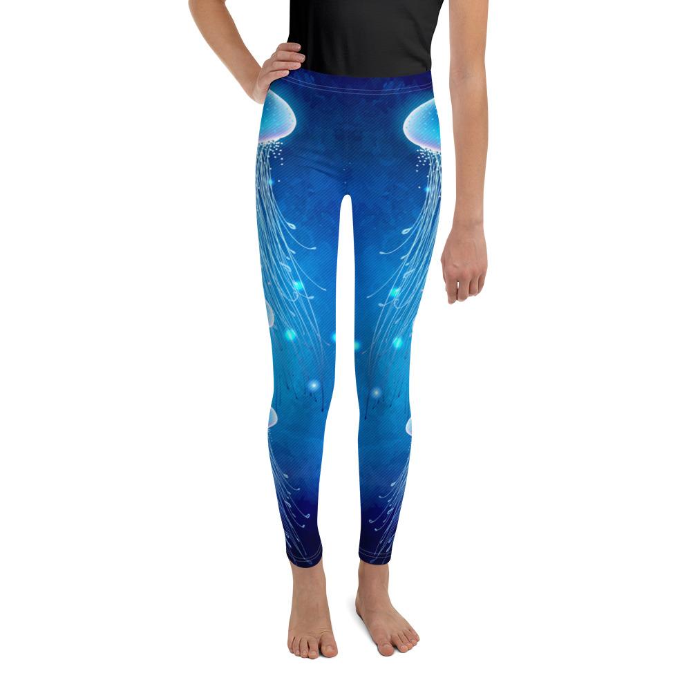 Youth Jellyfish Scuba Diving Leggings Blue/White/Aqua | Gearbunch.com