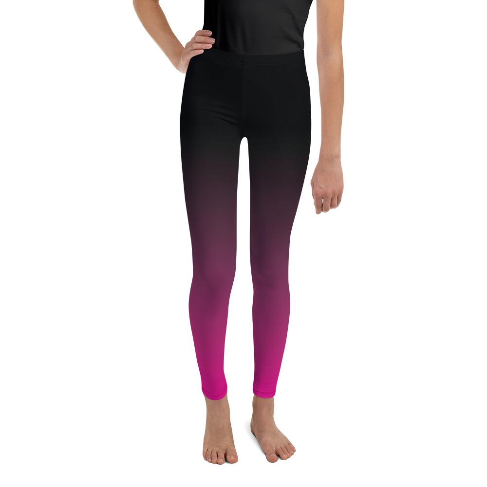 Youth Ombre Black to Pink Leggings | Gearbunch.com