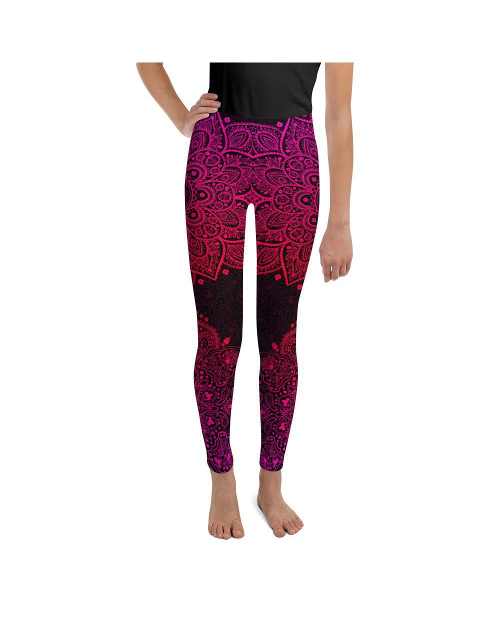 Youth Pink Mandala Youth Leggings Pink/Black | Gearbunch.com