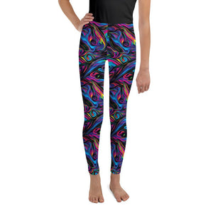 Youth Psychedelic Neon Paint Leggings Blue/Pink/Yellow | Gearbunch.com