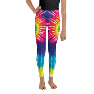 Youth Tie Dye Swirl Leggings Rainbow Purple/Yellow/Red | Gearbunch.com