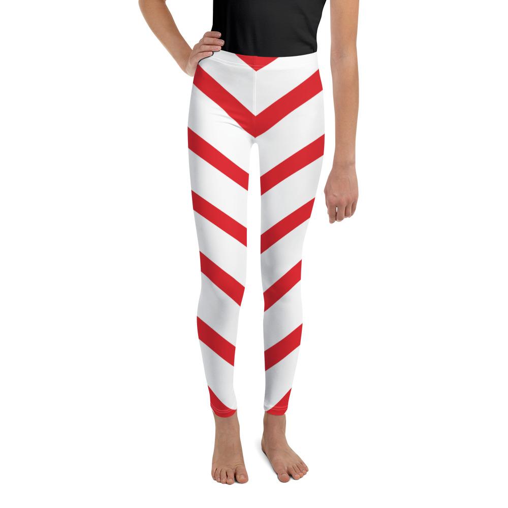 Youth Candy Cane Leggings Red/White | Gearbunch.com