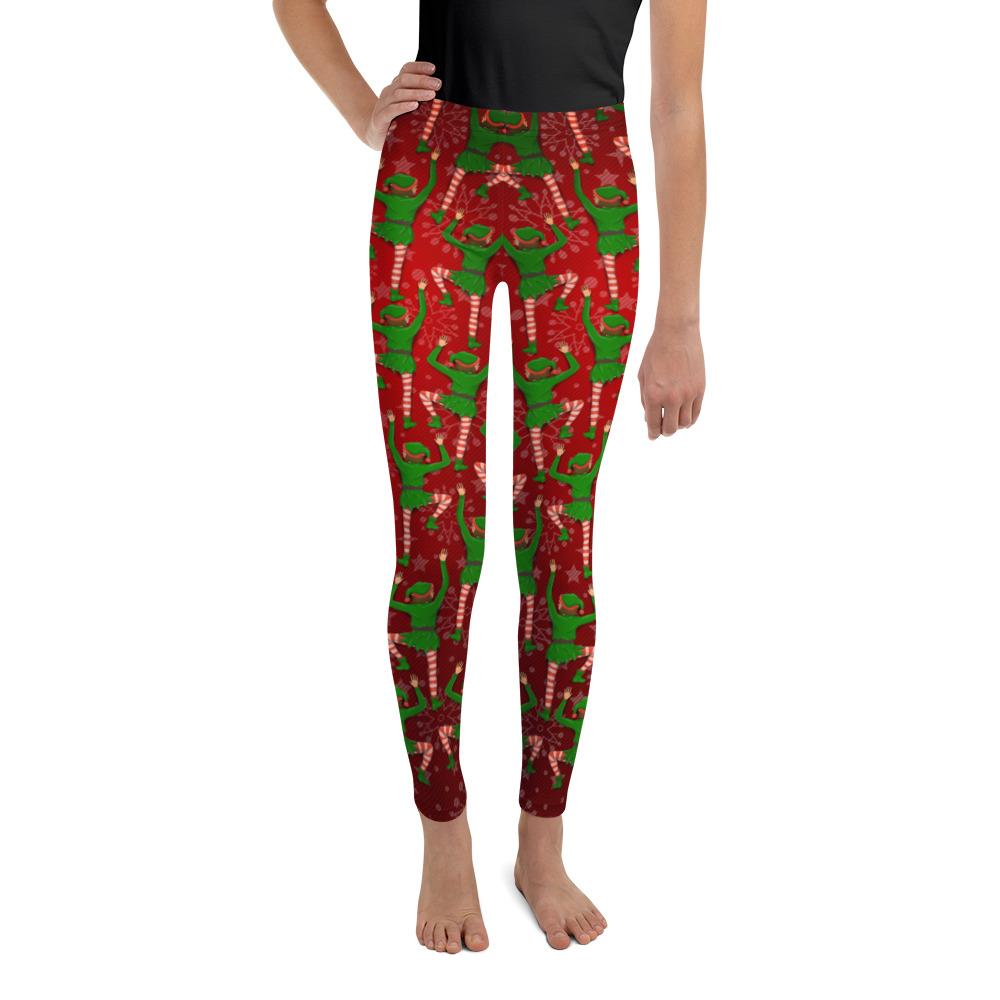 Youth Santa's Elves Leggings Red/Green/White | Gearbunch.com