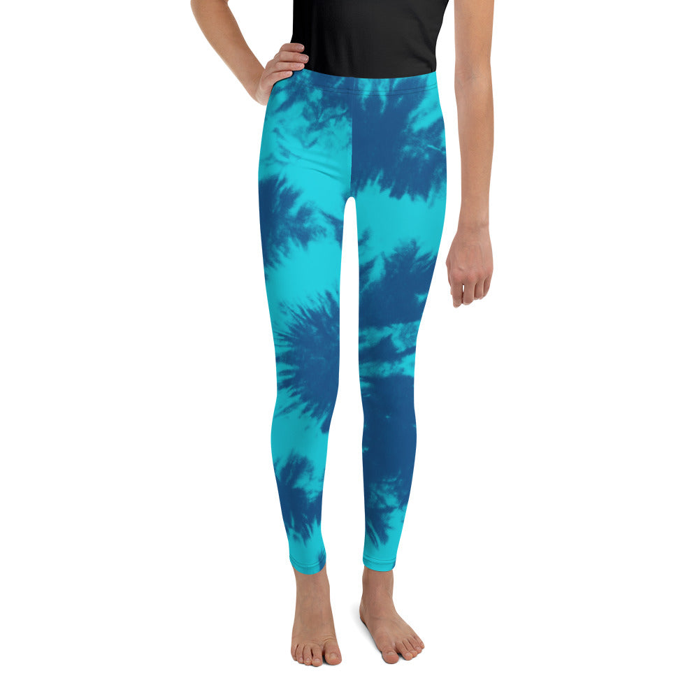 Blue & Aqua Tie Dye Youth Leggings