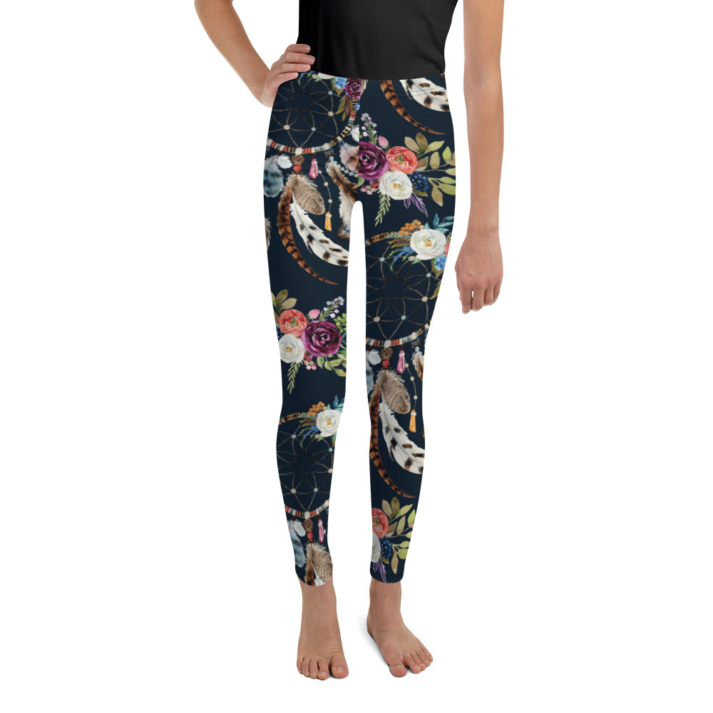 Youth Boho Dreamcatcher and Flowers Leggings | Gearbunch.com