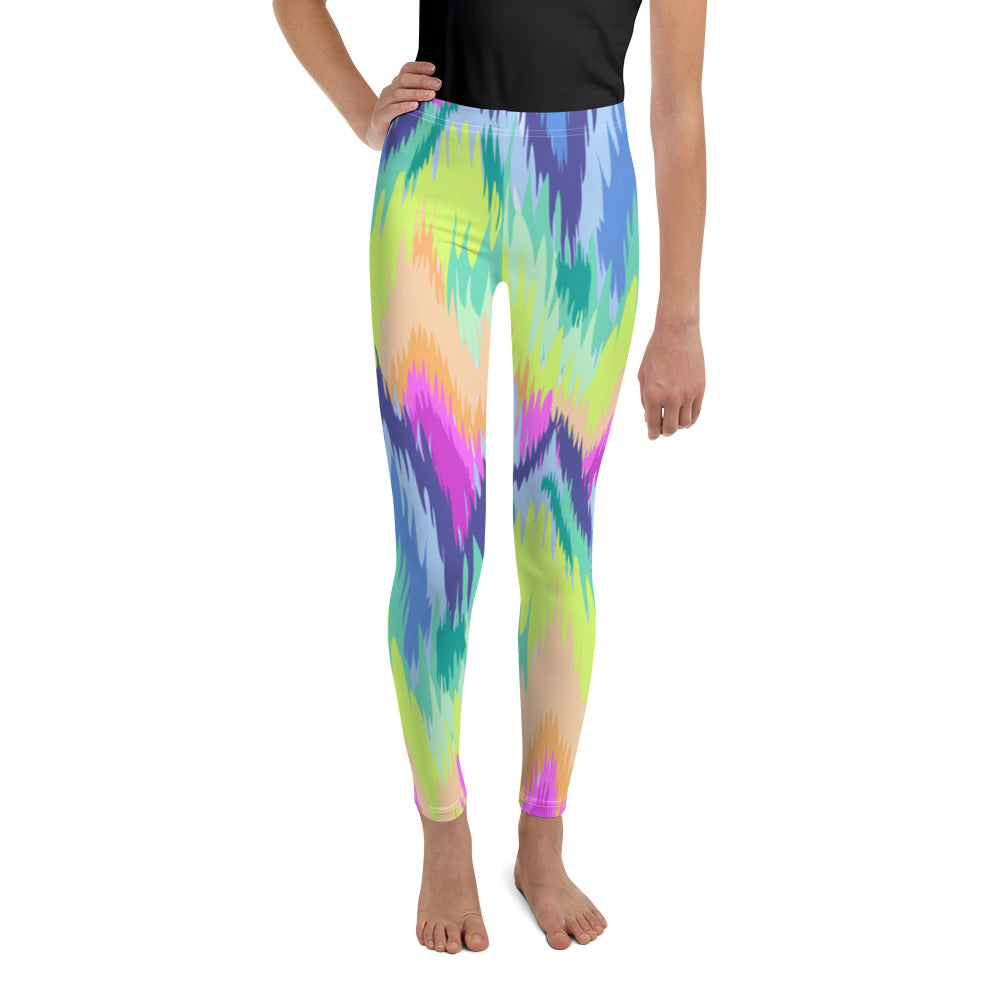 Youth Rave Sound Wave Leggings Yellow/Green/Pink | Gearbunch.com