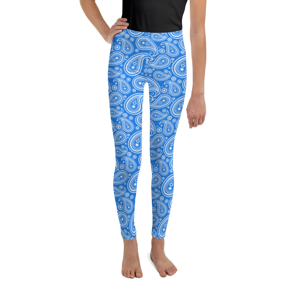 Youth Blue & White Paisley Leggings | Gearbunch.com