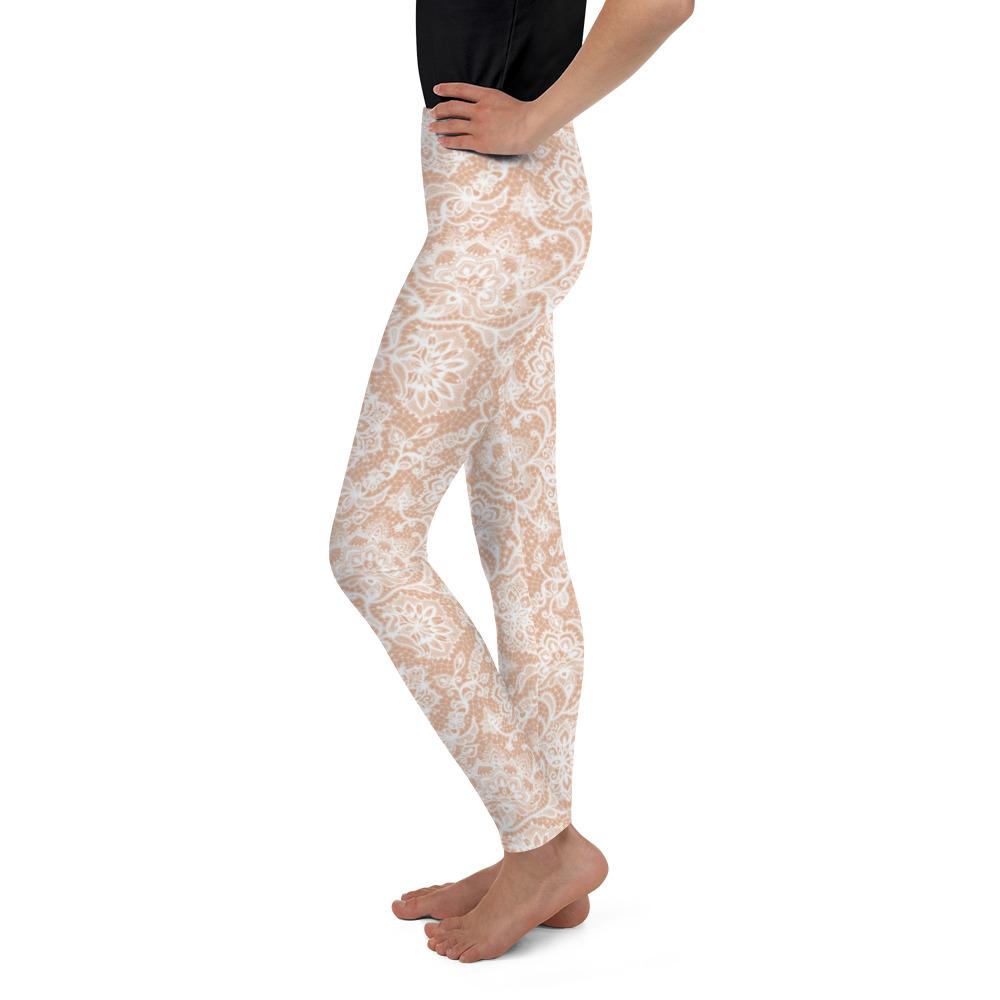 White Faux Lace Youth Leggings Gearbunch