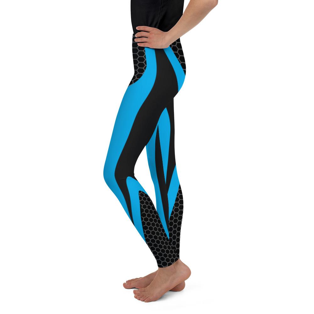 Blue Honeycomb Carbon Youth Leggings Gearbunch