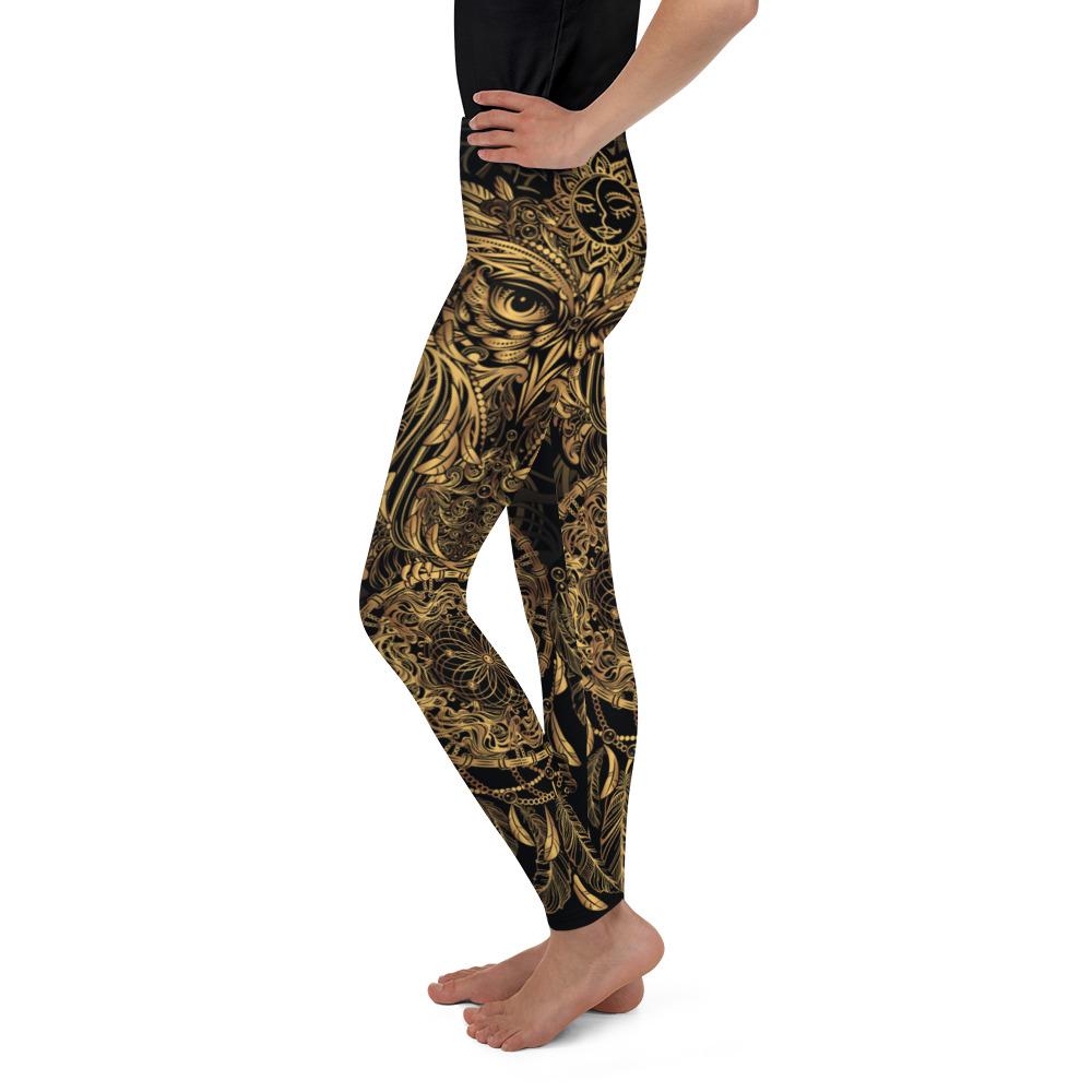 Golden Ornamental Owl Youth Leggings Gearbunch