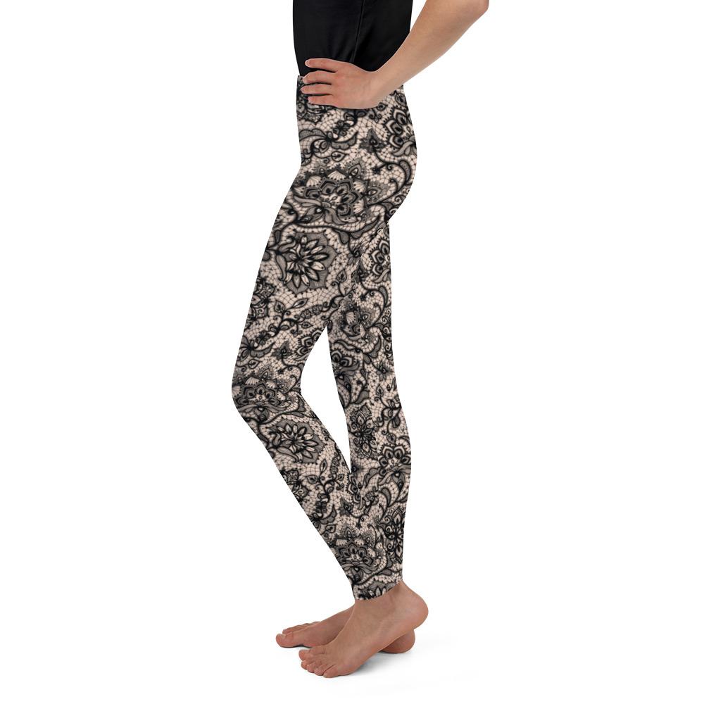 Black Faux Lace Youth Leggings Gearbunch