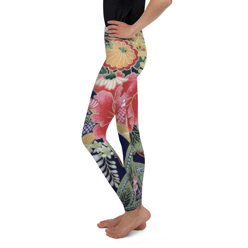 Women's floral pattern youth leggings front view