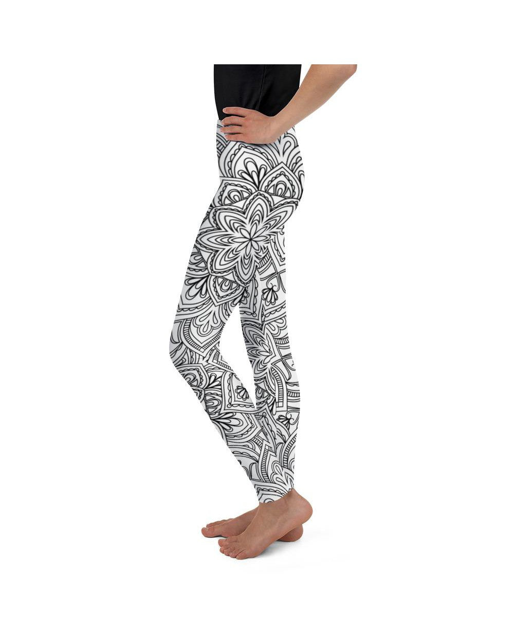 White & Black Mandala Youth Leggings Gearbunch