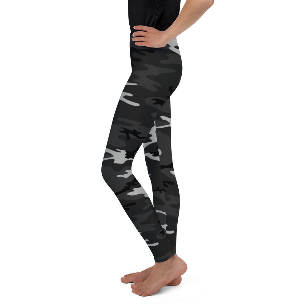 Dark Grey Camo Youth Leggings Gearbunch