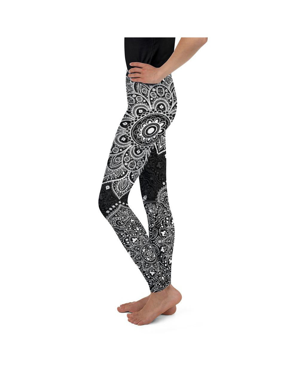 B&W Mandala Youth Leggings Gearbunch