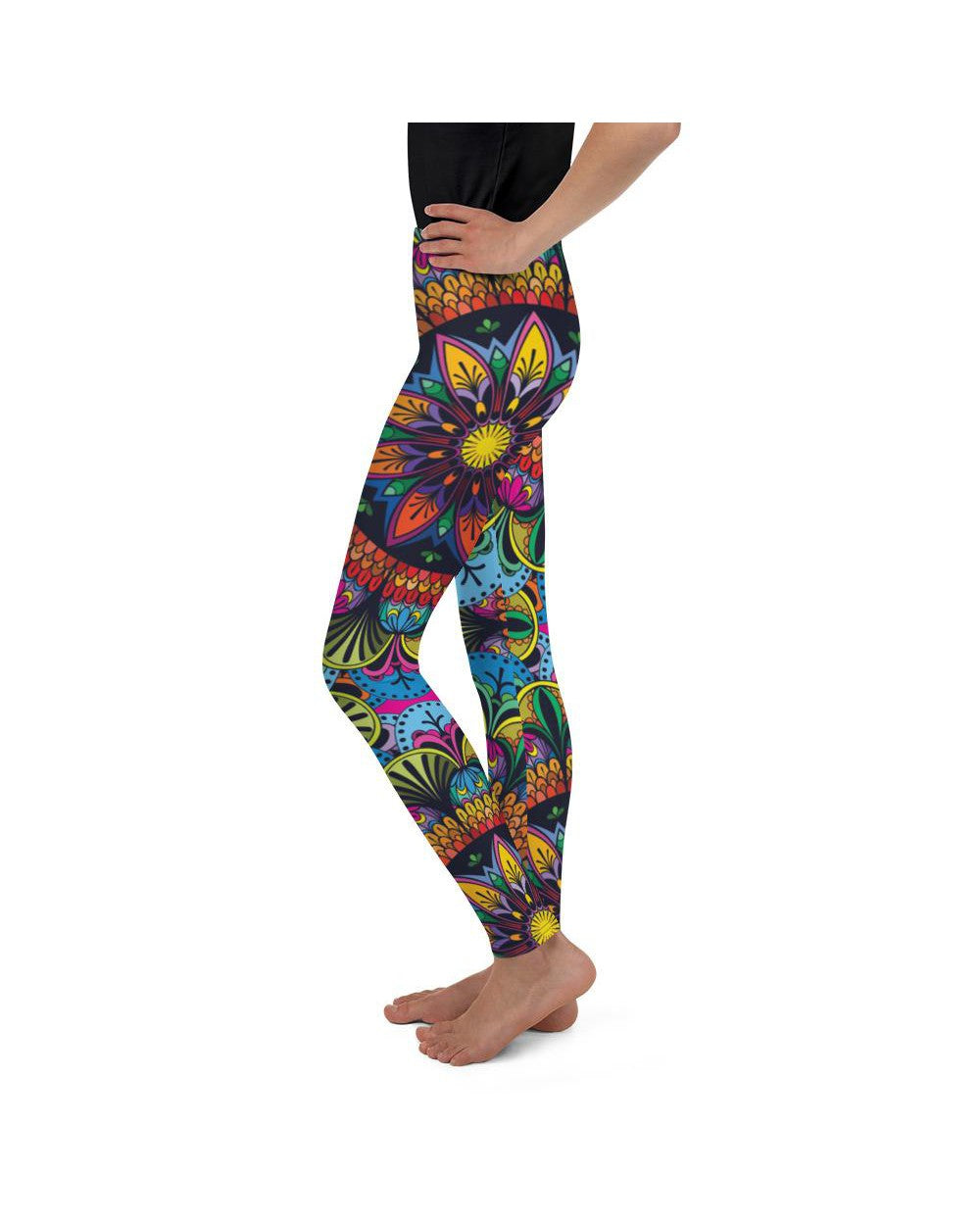 Youth Colorful Mandala Leggings Red/Yellow/Blue | Gearbunch.com