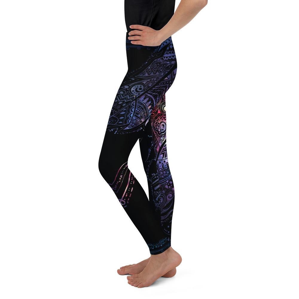 Youth Mystic Feather Leggings Black/Purple/Pink | Gearbunch.com