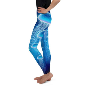 Youth Jellyfish Scuba Diving Leggings Blue/White/Aqua | Gearbunch.com