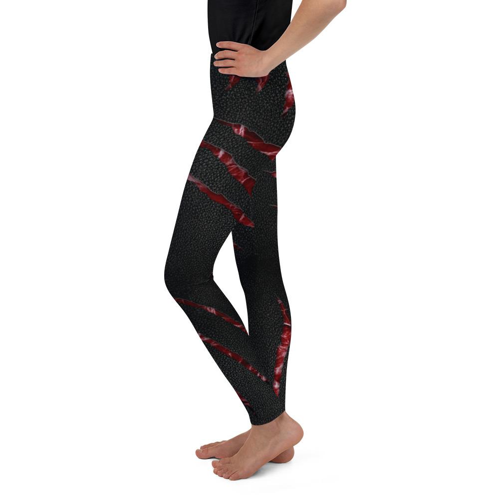 Youth Ripped Flesh Youth Leggings Red/Black | Gearbunch.com