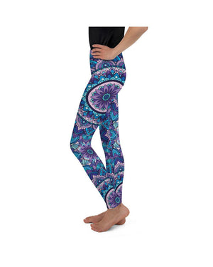 Youth Colorful Blue Mandala Leggings Blue/Purple/Pink | Gearbunch.com