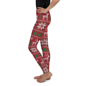 Youth Red Ugly Christmas Leggings Red/Green/White | Gearbunch.com