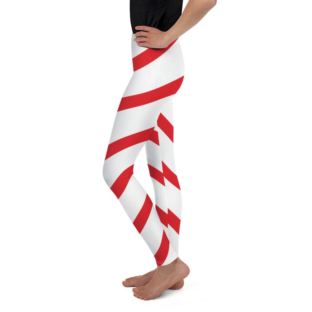 Youth Candy Cane Leggings Red/White | Gearbunch.com