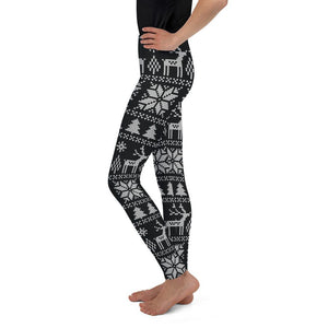 Youth B&W Ugly Christmas Leggings Black/White | Gearbunch.com