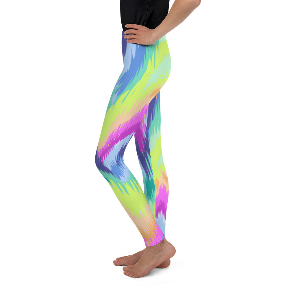 Youth Rave Sound Wave Leggings Yellow/Green/Pink | Gearbunch.com