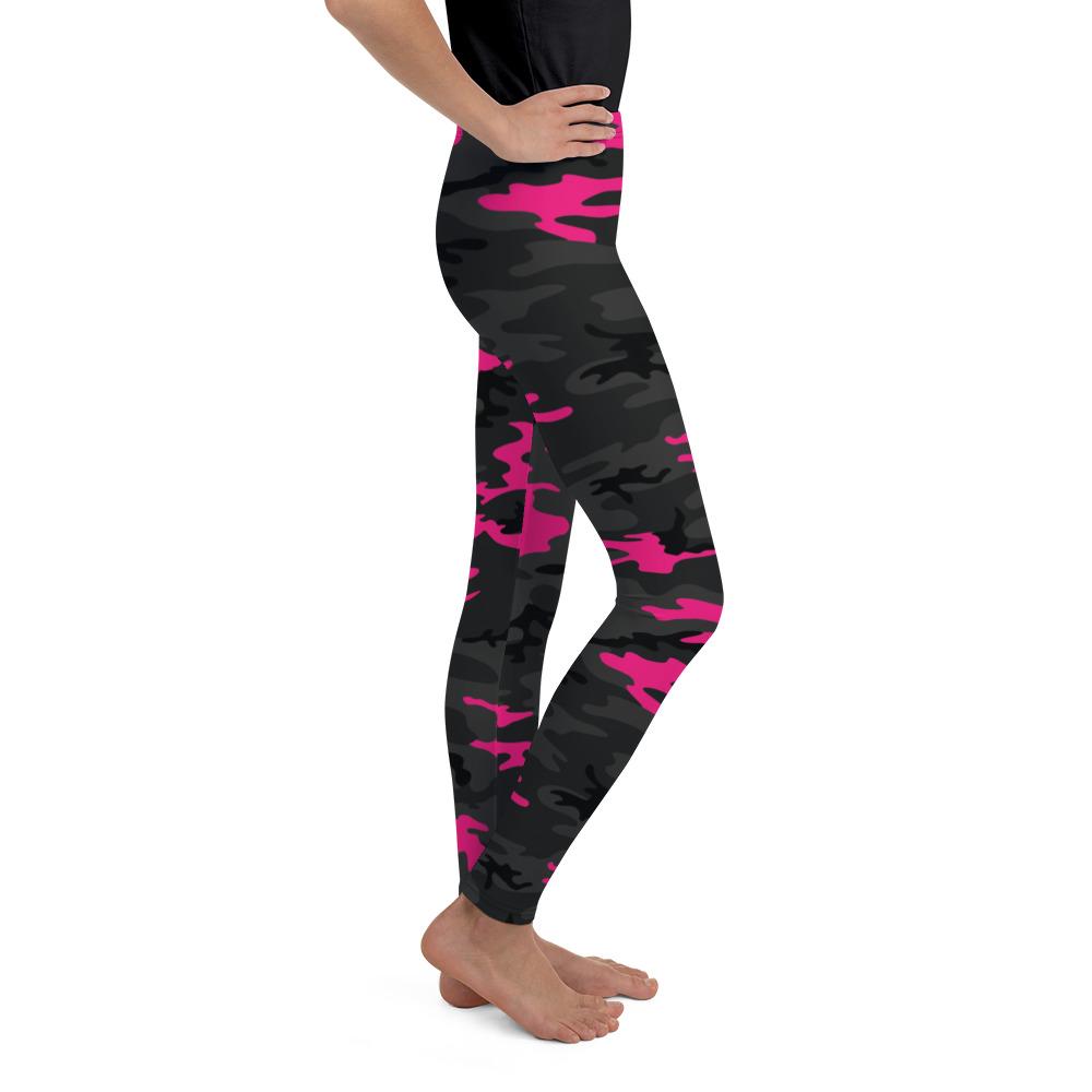 Dark Pink Camo Youth Leggings Gearbunch