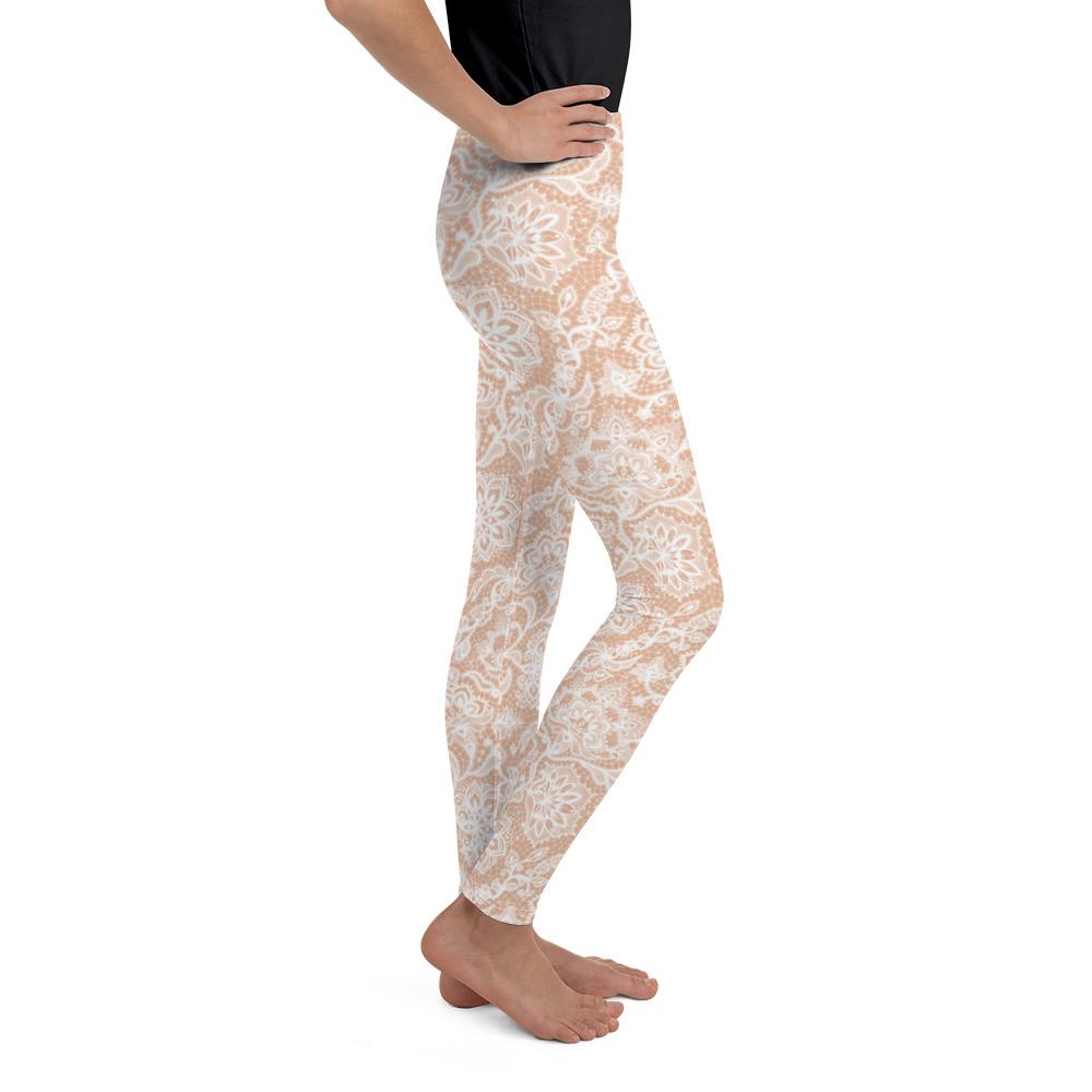 White Faux Lace Youth Leggings Gearbunch