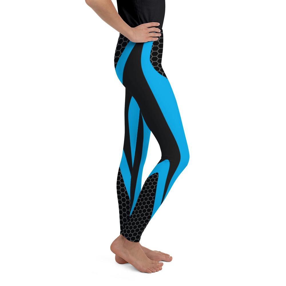 Blue Honeycomb Carbon Youth Leggings Gearbunch