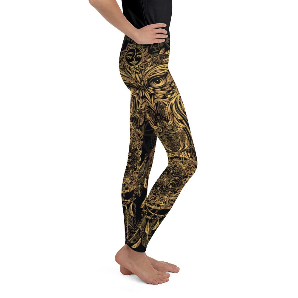 Golden Ornamental Owl Youth Leggings Gearbunch