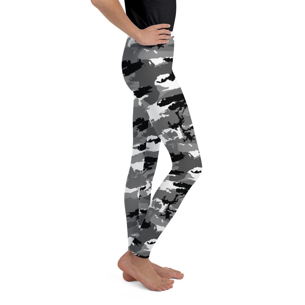 Black & White Camo Youth Leggings Gearbunch