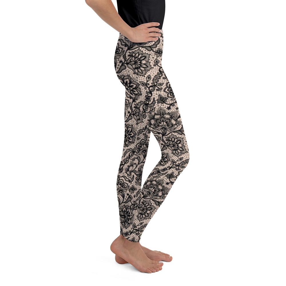 Black Faux Lace Youth Leggings Gearbunch