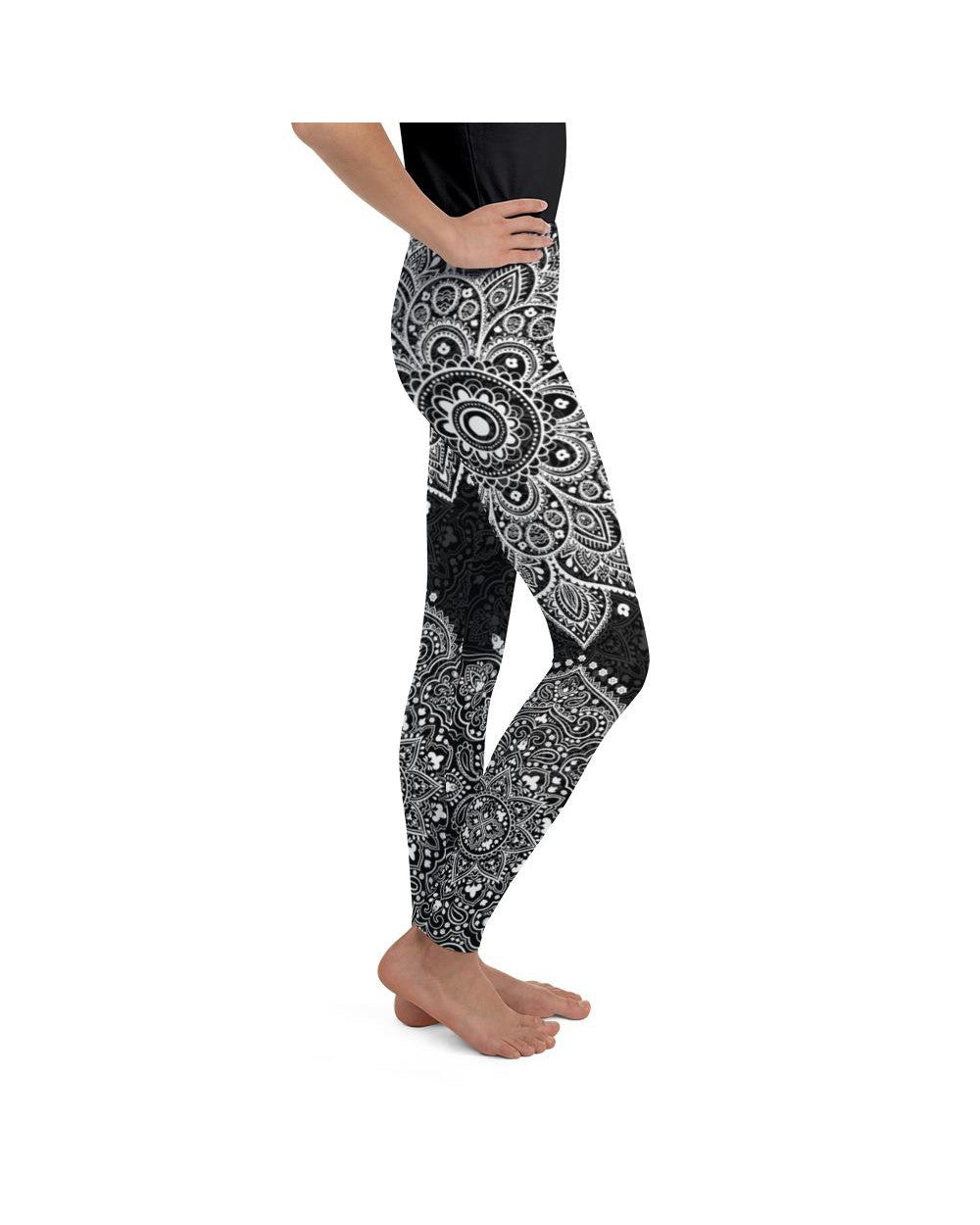 B&W Mandala Youth Leggings Gearbunch